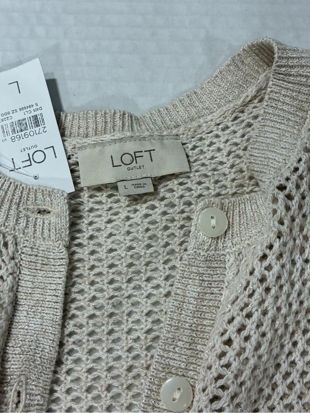 LOFT OPEN KNIT BUTTON CARDIGAN NEW WITH TAG